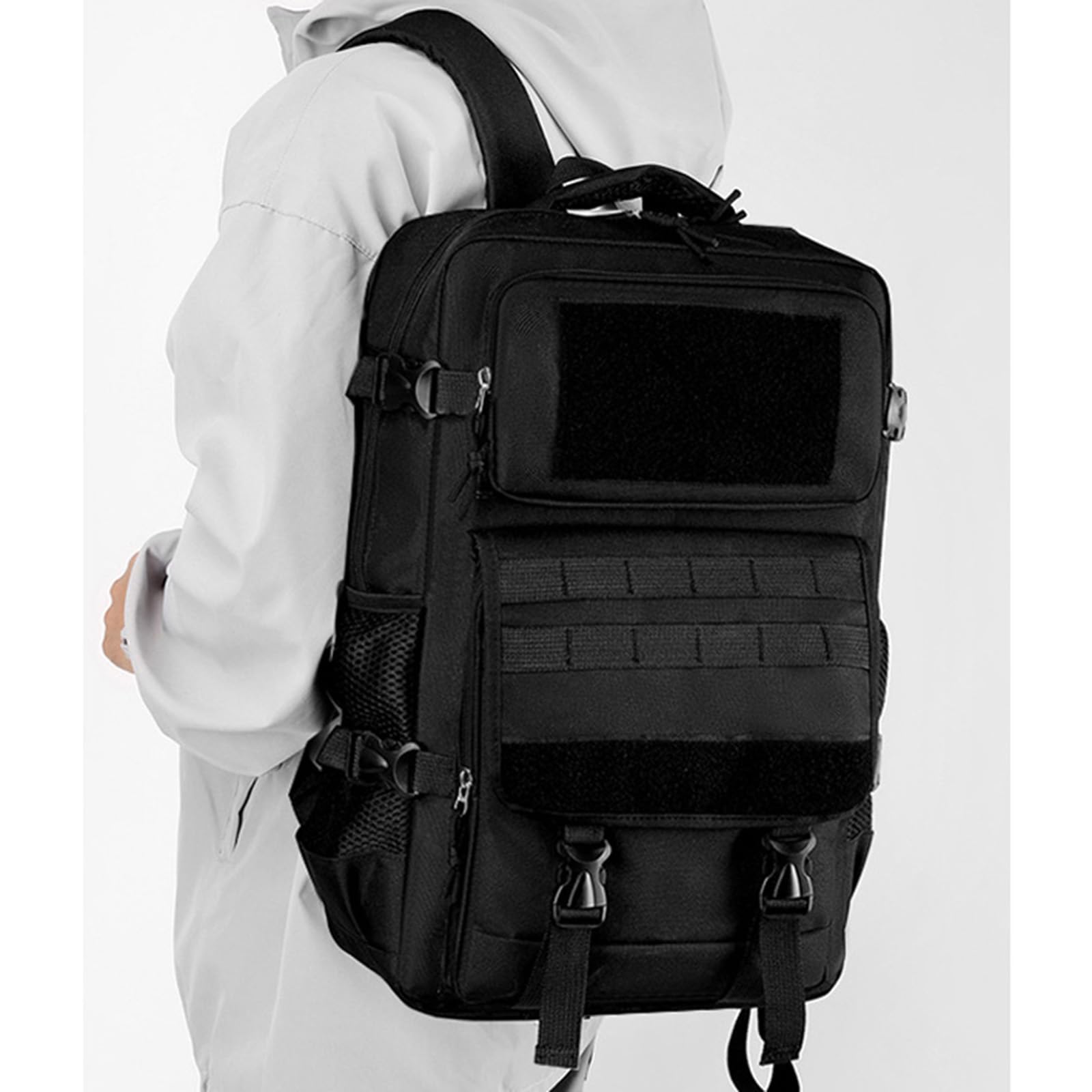 Mochila Táctica de 30 L para Actividades al Aire Libre Montañismo y Camping Mochilas de Camuflaje Bolsa Deportiva Color Caqui Con Sistema Molle (black)
