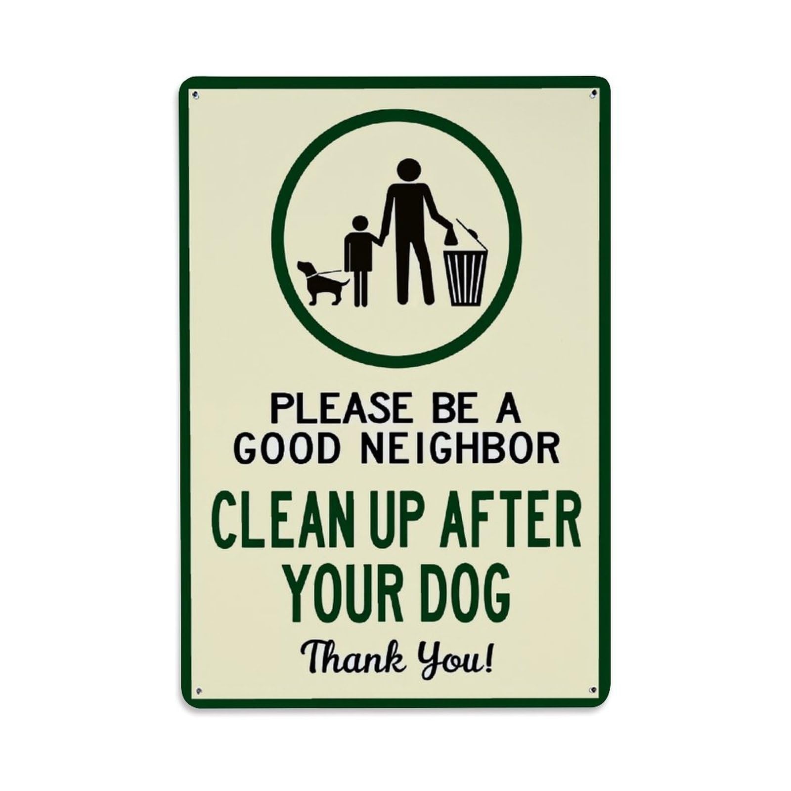 Enderetf Vintage Please Be A Good Neighbor Cleanup After Your Dog Thank You Tin Sign Metal Poster, Home Bar Garage Man Cave Cafe Indoor & Outdoor Wall Decoration 8X12inches