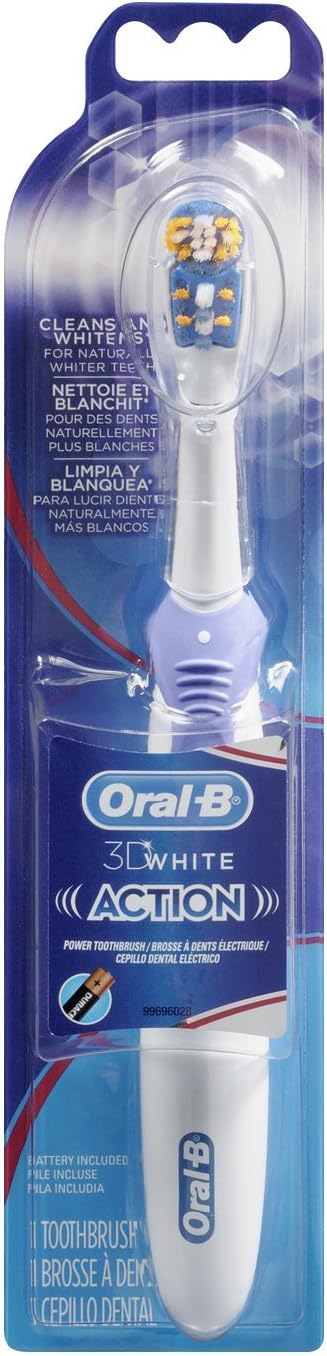 Oral-B 3D White Action Power Toothbrush, 1 Count (Colors May Vary), Multi-colored