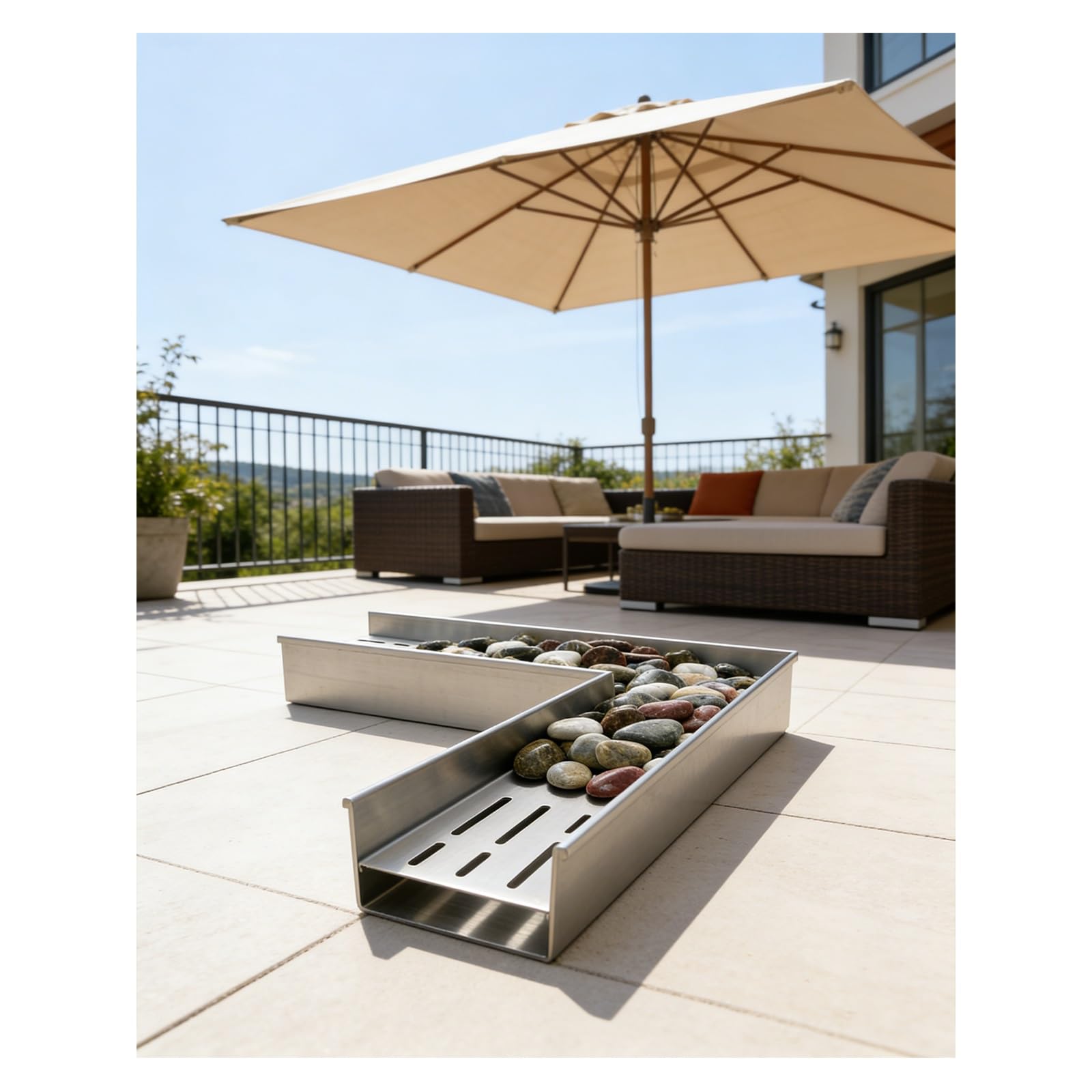 GLDYTVF Stainless Steel Drainage Channel 304 Drain Grate for Garden 90° Corner Accessory Linear Drain Filter - (H20*W15CM/H7.87*W5.91IN)
