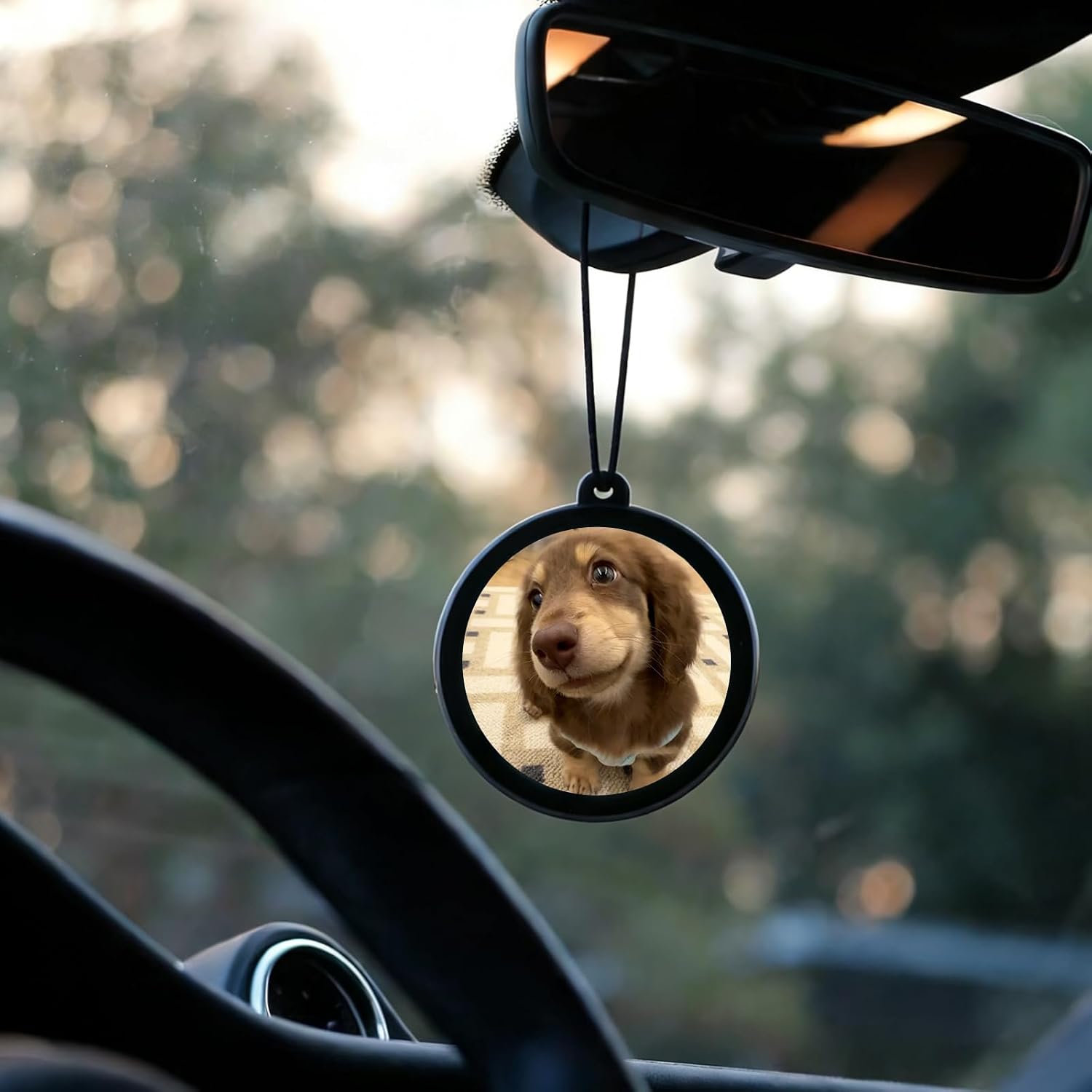 Pintura Car Hanging Ornament Rearview Mirror Hanging Accessories, Digital Pin Display with 1.8'' IPS Touch Screen, Customizable Photo Slideshow & GIF, Bluetooth App Control, Gift for Women Men