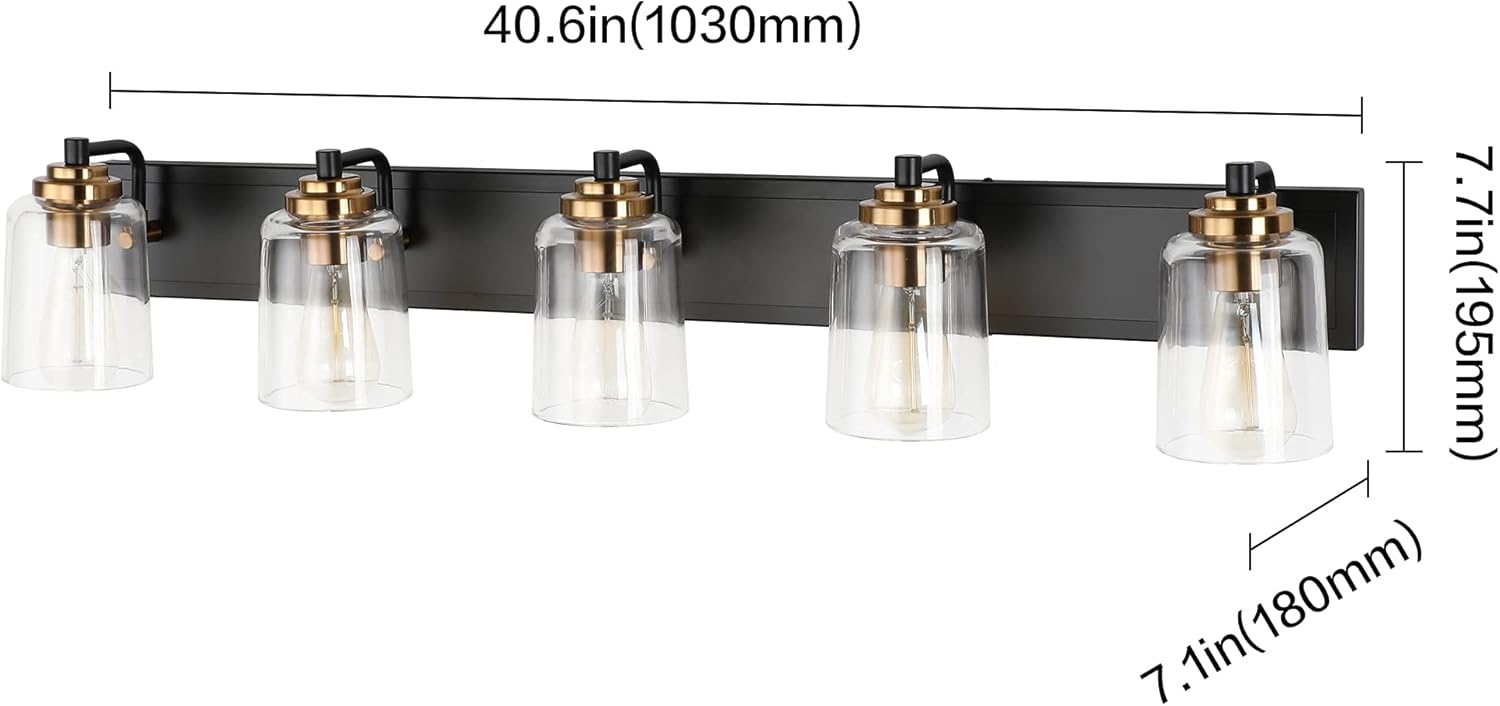 Dimensions of SOLFART 5-Light Vanity Lighting Fixture