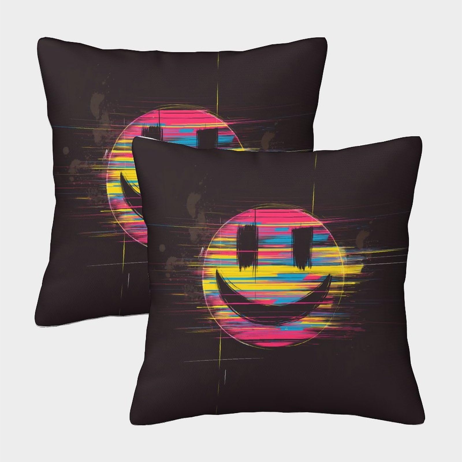 QFVANSIYO Vivid Stripe Touch 3D Printed Smiley Face Pillowcase Microfiber Bedroom Decor Artistic Smile Pillow Cover All Ages Soft Breathable 40x40cm