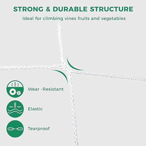 Miniatura 5 de Kikhope Red de enrejado, 3 paquetes de 5 x 15 pies, malla de poliéster resistente para plantas, red de malla cuadrada para plantas trepadoras,