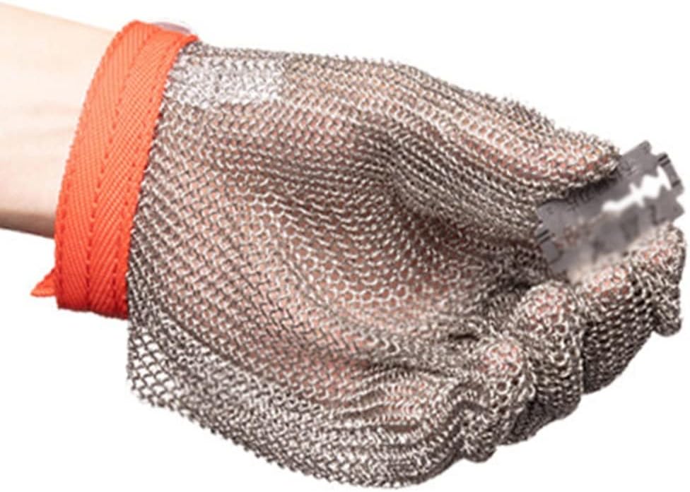 Stainless Steel Cut Resistant Gloves, Woodcarving Porter Glass Cutting Safety Work Chainmai Gloves (Size : 1PCS/S)