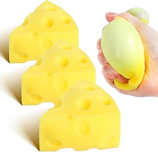 LovesTown 3PCS Cheese Stress Toys, Stress Balls Squeeze Toys for Kids Party Gifts