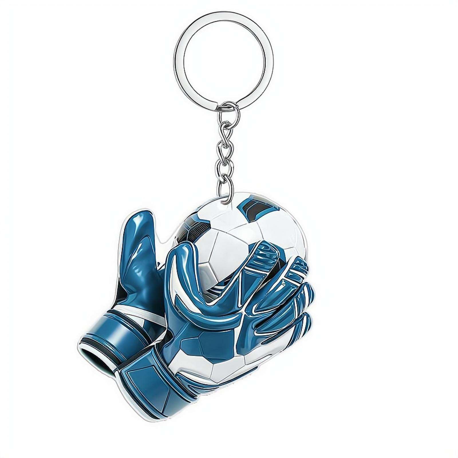 Goalkeeper Glove Keychain, Gloves Soccer Ornament, Gift for Goal Keepers SoccerPlayer Gift Idea SoccerTeam Gifts Soccer Player Gifting Idea SoccerBall Ornament Christmas SportOrnament (Blue)
