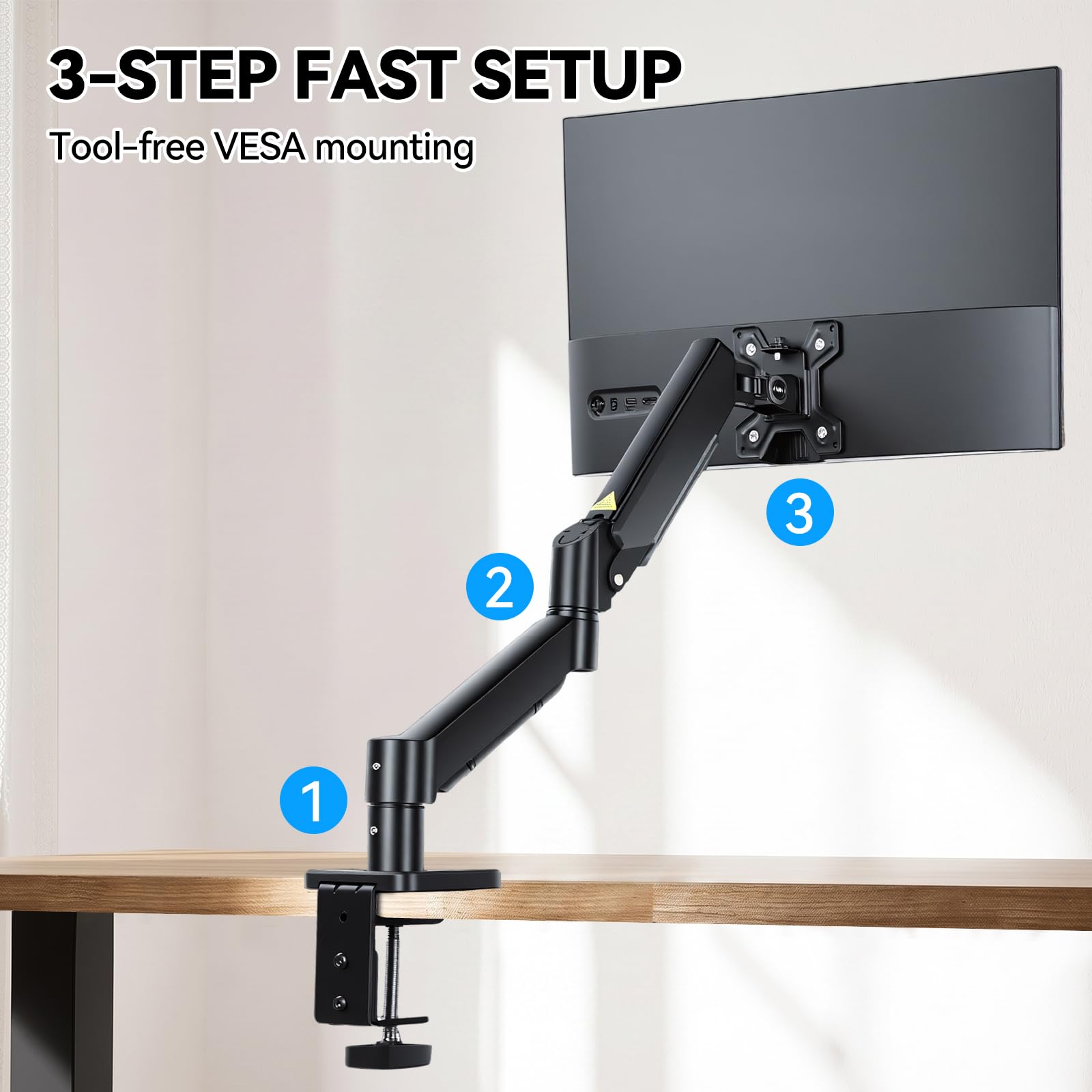 aceyoon Supporto da tavolo per monitor singolo per schermi da 13 a 32 pollici, supporto regolabile per monitor con gestione dei cavi, fino a 10 kg, installazione rapida, supporto per monitor del