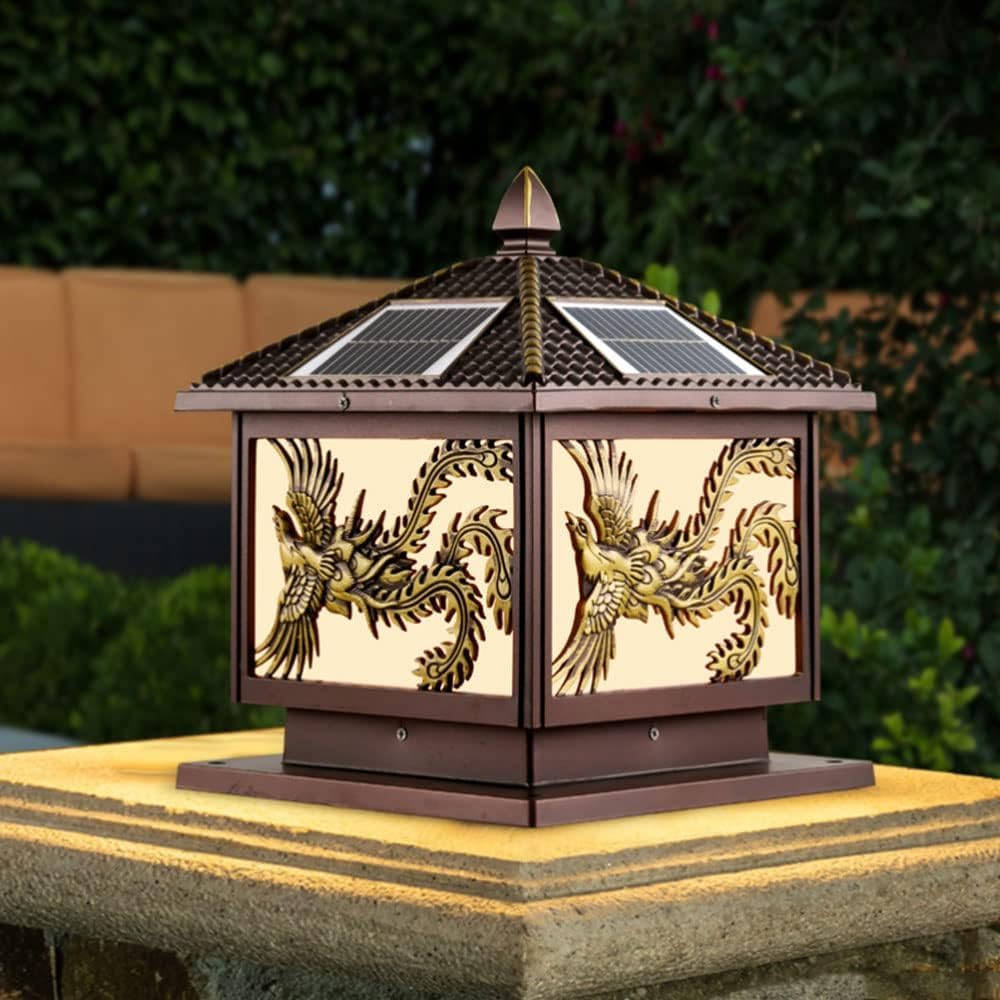 Zewnętrzna lampa filarowa Solarna wodoodporna lampa filarowa do willi Ogród Dziedziniec Ziemia Krajobraz(Nero,40cm)