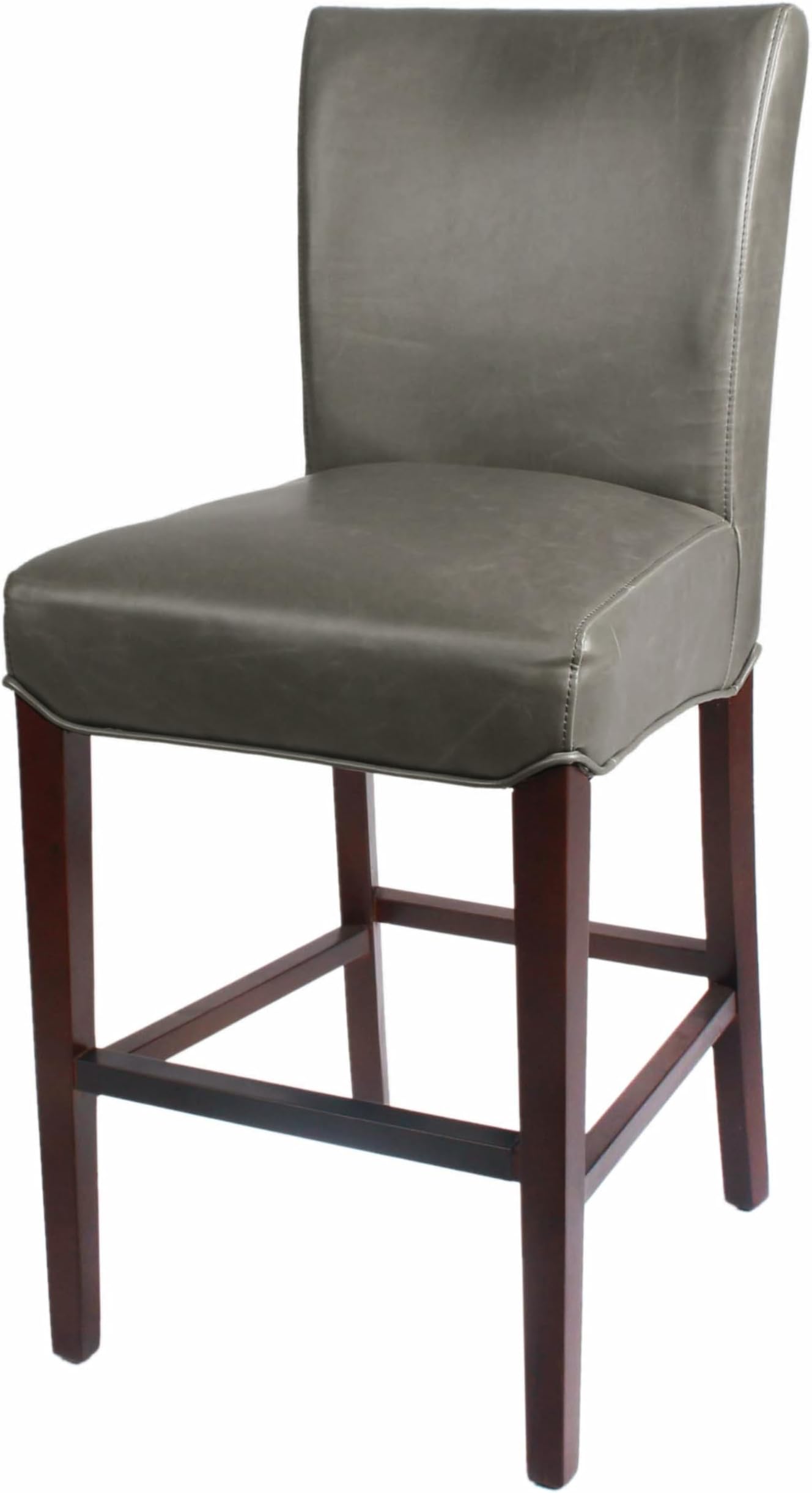 Milton Bonded Leather Counter Stool 26",Brown Legs,Vintage Gray,Fully Assembled