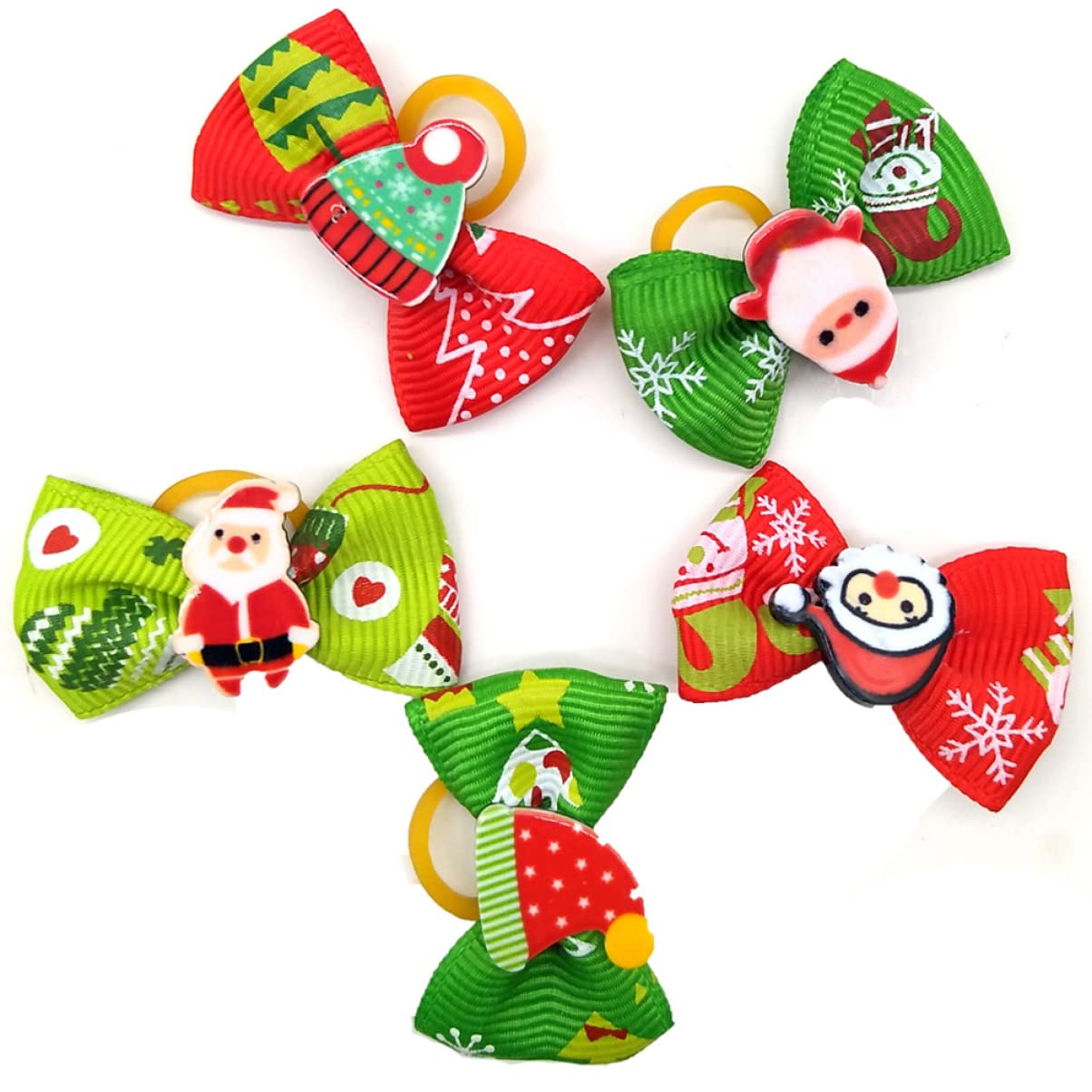 Mipcase 200 Pz Natalizi per di Animali Domestici Fiocchi di Pelo di Cane di Natale Fiocco di Natale per Cani Fiocchi di Pelo di Cucciolo Fiocchi di Cucciolo Elastico Il Cane