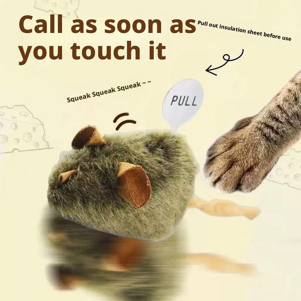 Ratón de juguete interactivo para gatos, ratones electrónicos de movimiento automático con cola peluda, divertido ejercicio en interiores y exteriores para gatitos y gatos