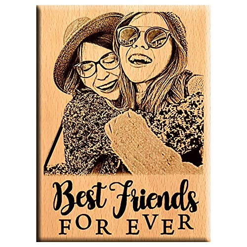 Image of Amazing gifts Unique Friendship Day Gift - Personalize Engraved Wooden Plaque 5X4, Wall Mount