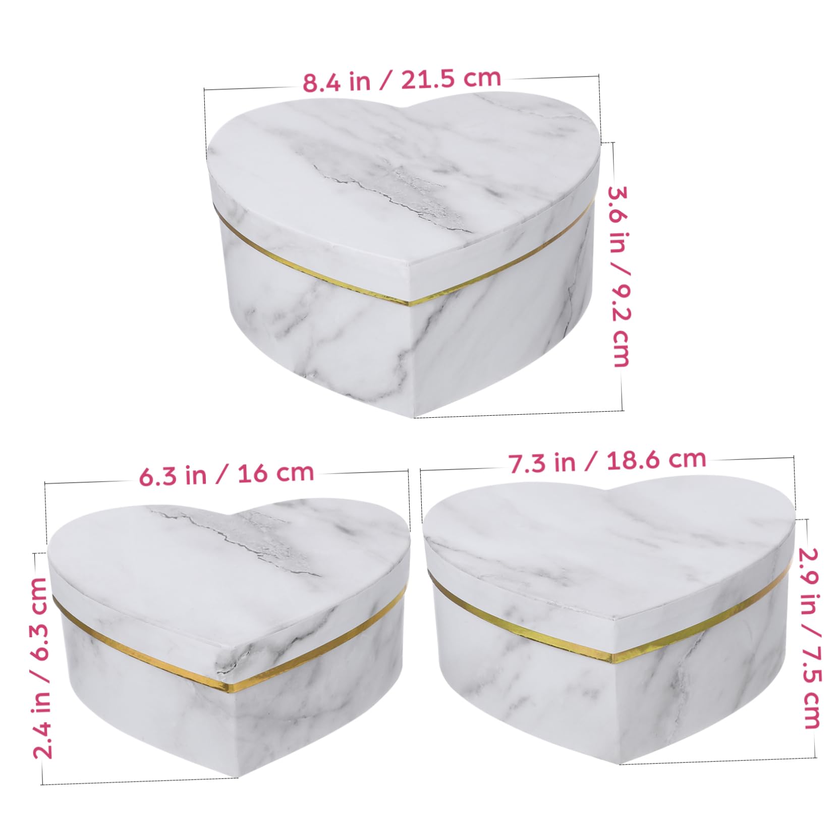 Hemobllo Herz Geschenkbox 3 Stück aus Papierkarton mit Feiner Verarbeitung und Tragbarem Design Herzförmige Geschenkverpackung für Hochzeitsparty und Elegante Geschenkbox