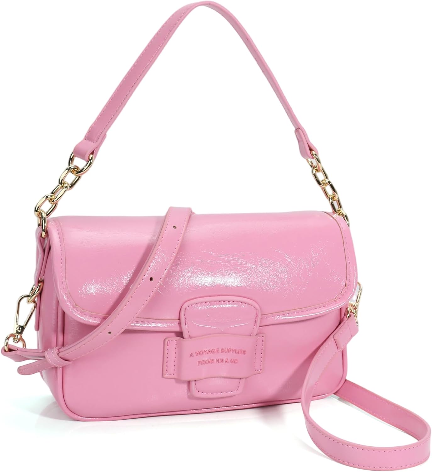 Chinllo Flap Clutch Purse Crossbody Bags for Women, Vegan Leather Handbags with Top Handle and Adjustable Strap