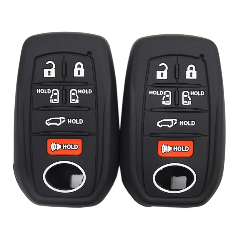 Capa de silicone para chave Toyota Sienna XSE Platinum AWD 2021 a 2025, 6 botões, preta, kit com 2