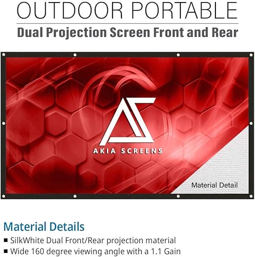 Miniatura 3 de Akia Screens Pantalla de proyector de doble proyección de 120 pulgadas, frontal y trasera 16:9, plegable, portátil, antiarrugas, pantalla de cine
