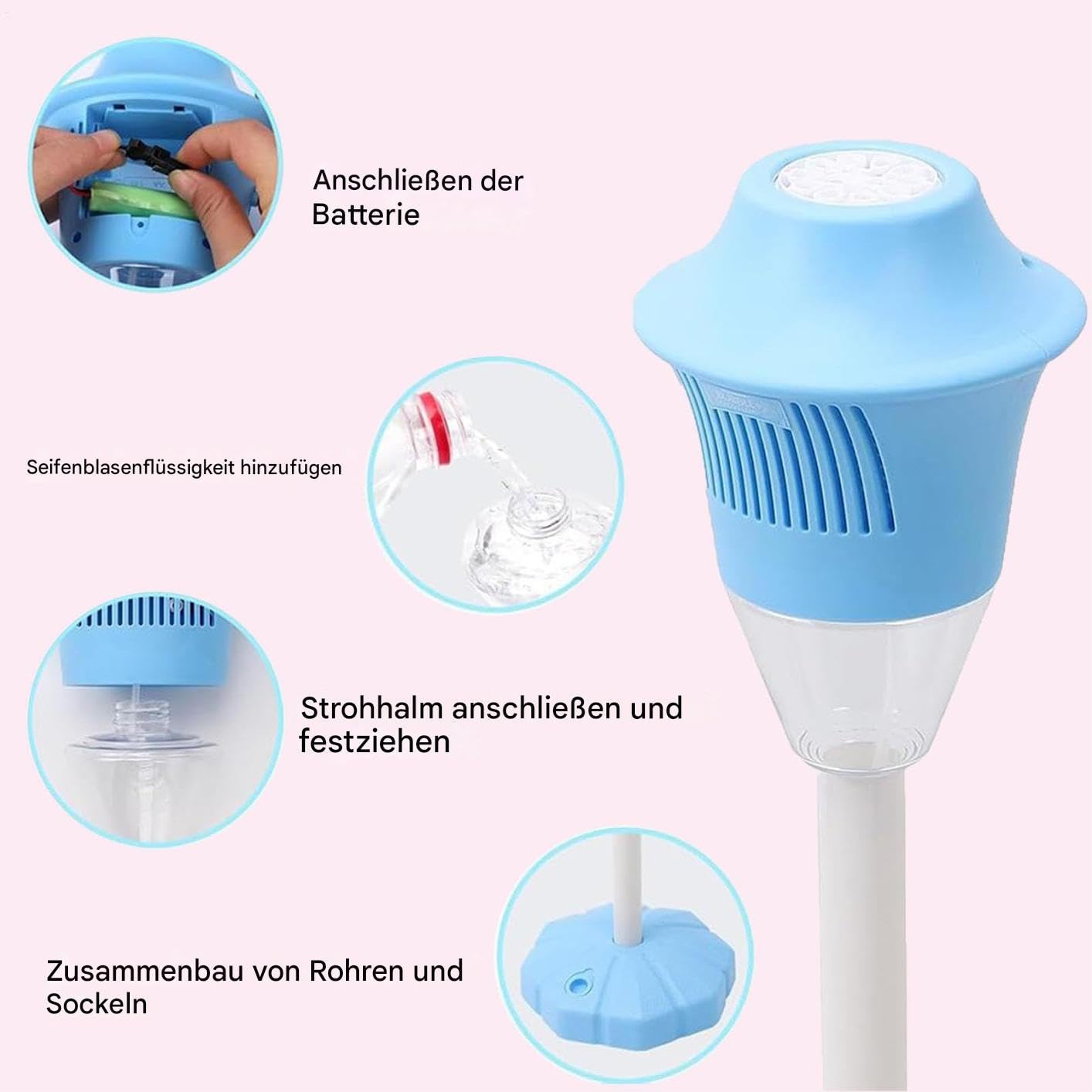 Bubble Machine Laterne, Bubble Tapper Gartenlampe,Gartenstehend automatischer Bubble Maker - Wiederaufladbare Spielzeuglandschaftsdekoration mit Verstellbarer Höhe für Hochzeit, Geburtstag,