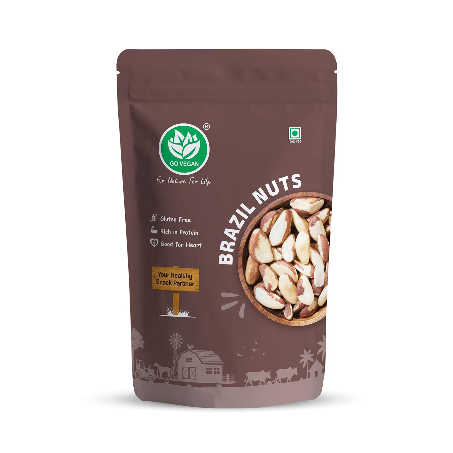 GoVegan Premium Brazil Nuts 250gm | 100% Natural & Vegan | Rich in Selenium, Protein & Healthy Fats | Superfood for Energy