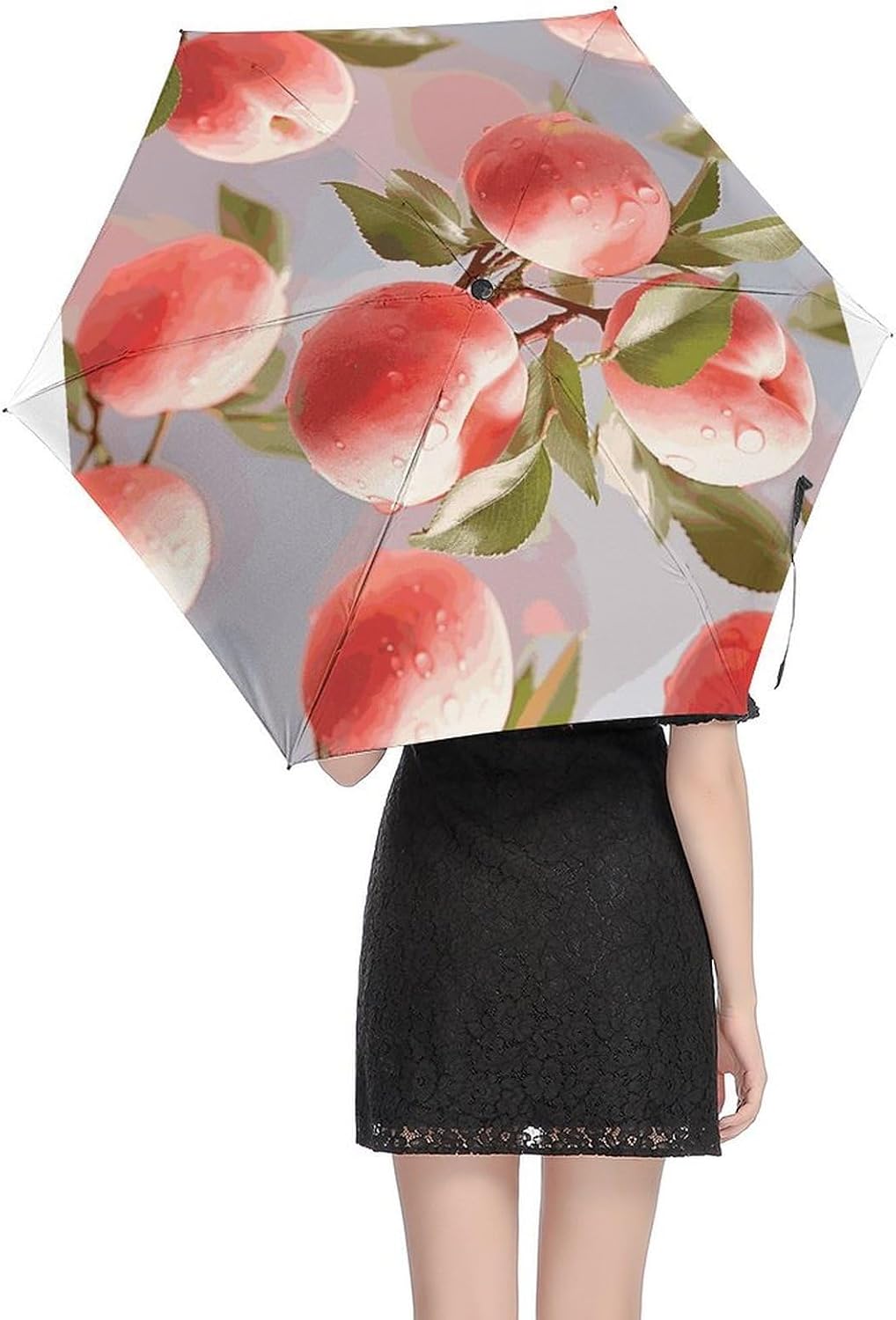 Pink Peach Umbrella, Strongest Windproof 5-Fold Travel Umbrellas, Premium Portable Folding Umbrella for Rain & Sun, Compact Umbrellas for Purse Backpack, Outdoor & Gifts