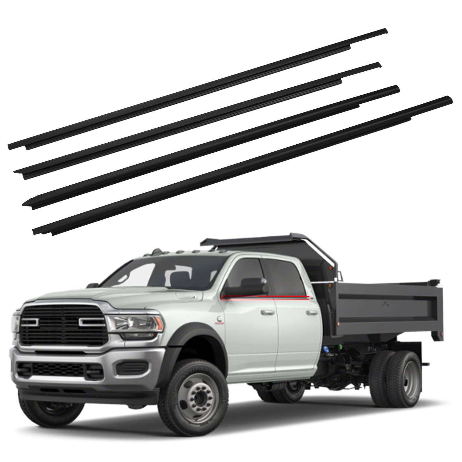 ZONFANT Window Weatherstrip Molding Trim Seal Belt Compatible with Dodge Vehicle 2009-2023 Ram 1500 2500 3500 4500 5500 Crew Cab, Replace#55112376AH 55112377AH 55372138AH 55372139AH