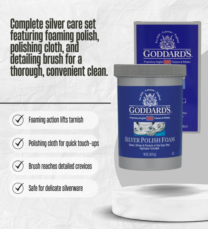 Set de Espuma Limpiadora para Plata Goddard's 18 oz con Paño y Cepillo miniatura 2