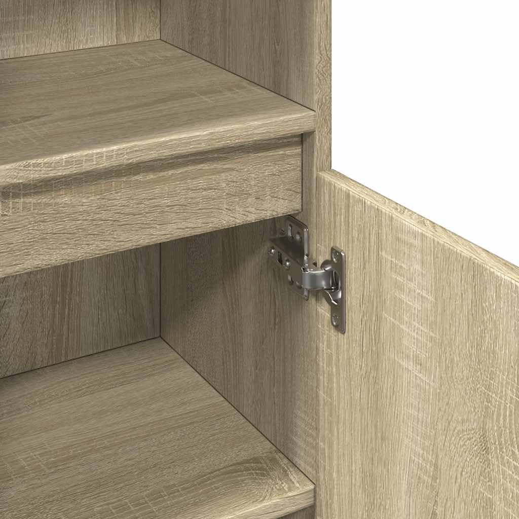 Armario de Baño con 3 Compartimentos y Puerta Reversible para Almacenamiento Organizado de Artículos de Tocador y Productos de Higiene Personal