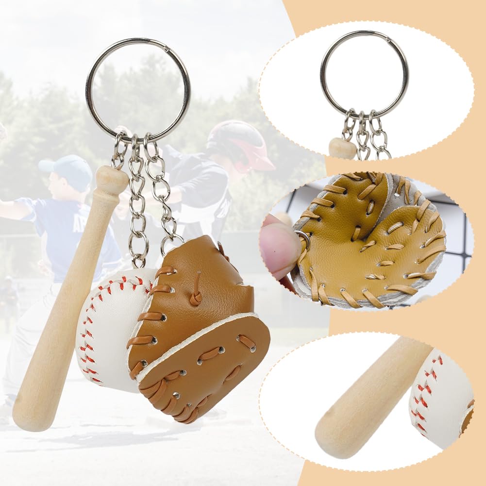 Portachiavi Baseball EQLEF - Set Mini Mazza E Guanto In Legno Portachiavi Baseball EQLEF - Set Mini Mazza E Guanto In Legno
