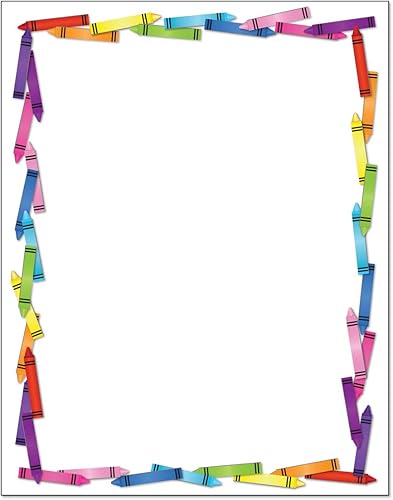 Fun Border Stationery - Hojas para membrete (22 x 28 cm, 60 unidades), diseño de bordes, Crayones