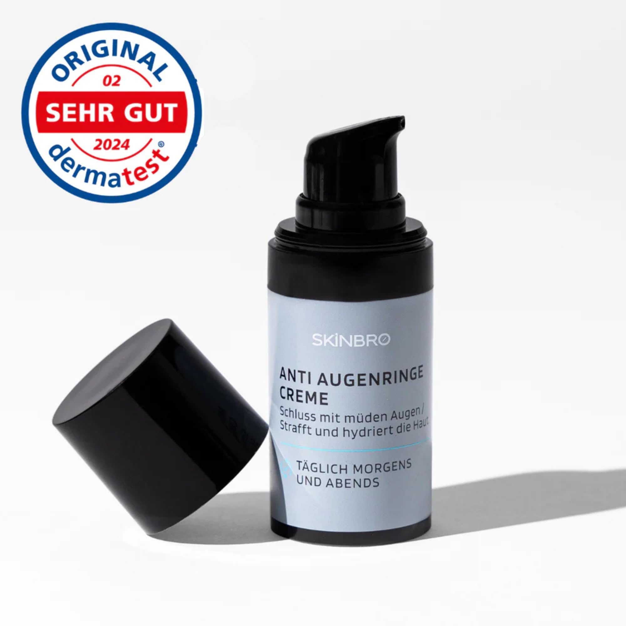 SKINBRO Crema per gli occhi contro rughe e occhiaie per uomini e donne con effetto immediato – Made in Germany – Eye Cream Dermatest molto buona – Crema anti-occhiaie, rimozione delle occhiaie –
