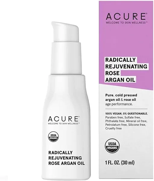ACURE Radically Rejuvenating Rose Argan Oil - Face, Hair & Body Oil Serum Rich in Vitamin E - Lightweight, Non-Greasy, Vegan - 1 Fl Oz