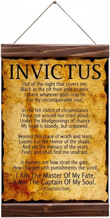 Invictus Poem Canvas Print Framed Wall Art Literature Motivational Inspirational Quote Office Decor 11.8x15.7
