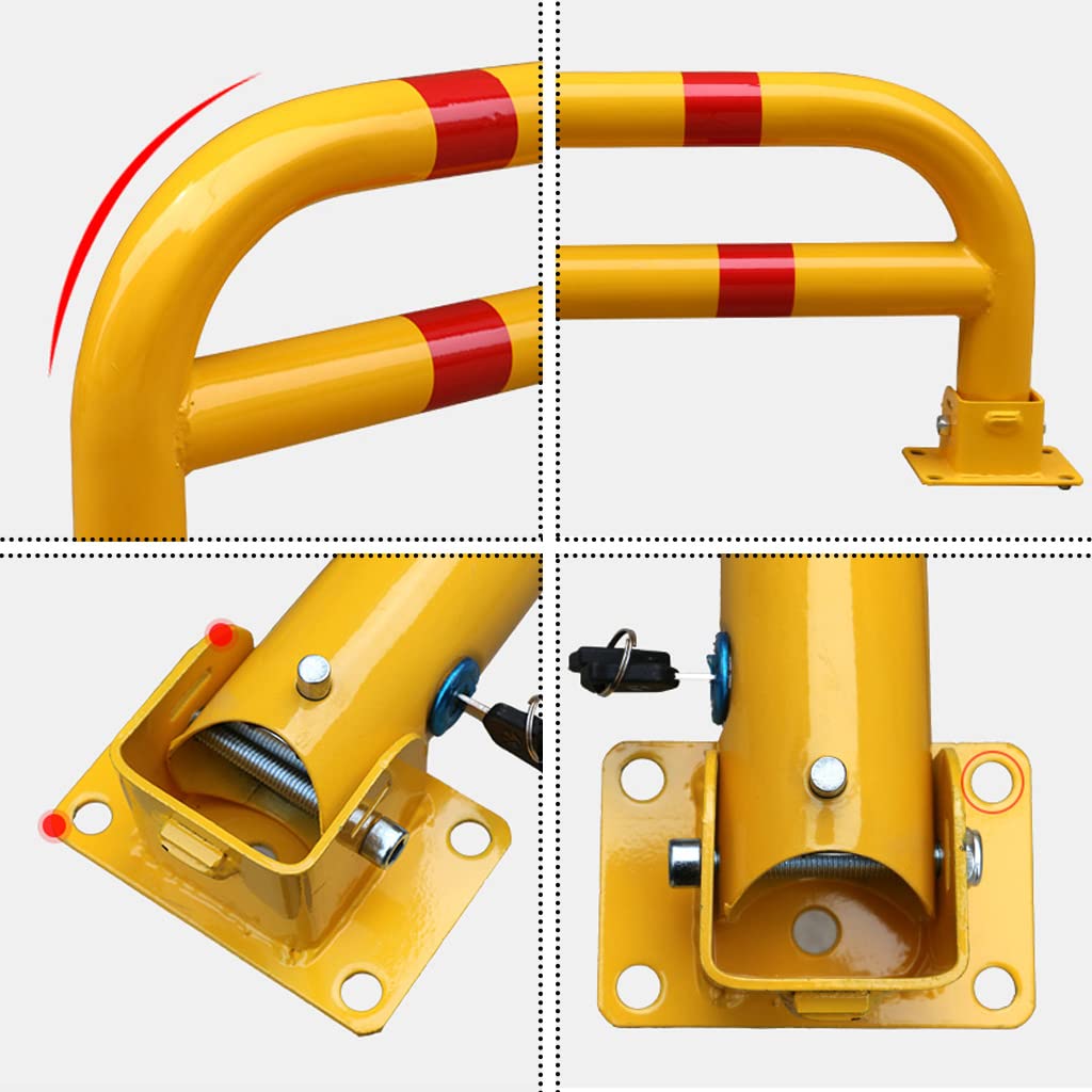 Ciężkie metalowe zamki parkingowe Stosy parkingowe Bariery parkingowe, składany metalowy słupek Bariera podjazdowa do parkowania Alarmowana, 34x81cm, konstrukcja z podwójnym zamkiem (C)