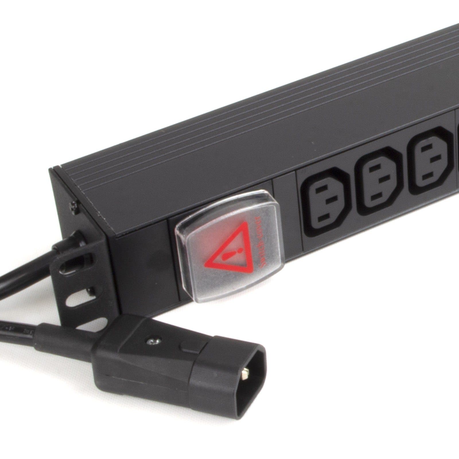 kenable PDU Power Distribution Unit 10 Way C13 Sockets 1U 19 Inch Rack Mount Horizontal C14 IEC Plug 3m Black