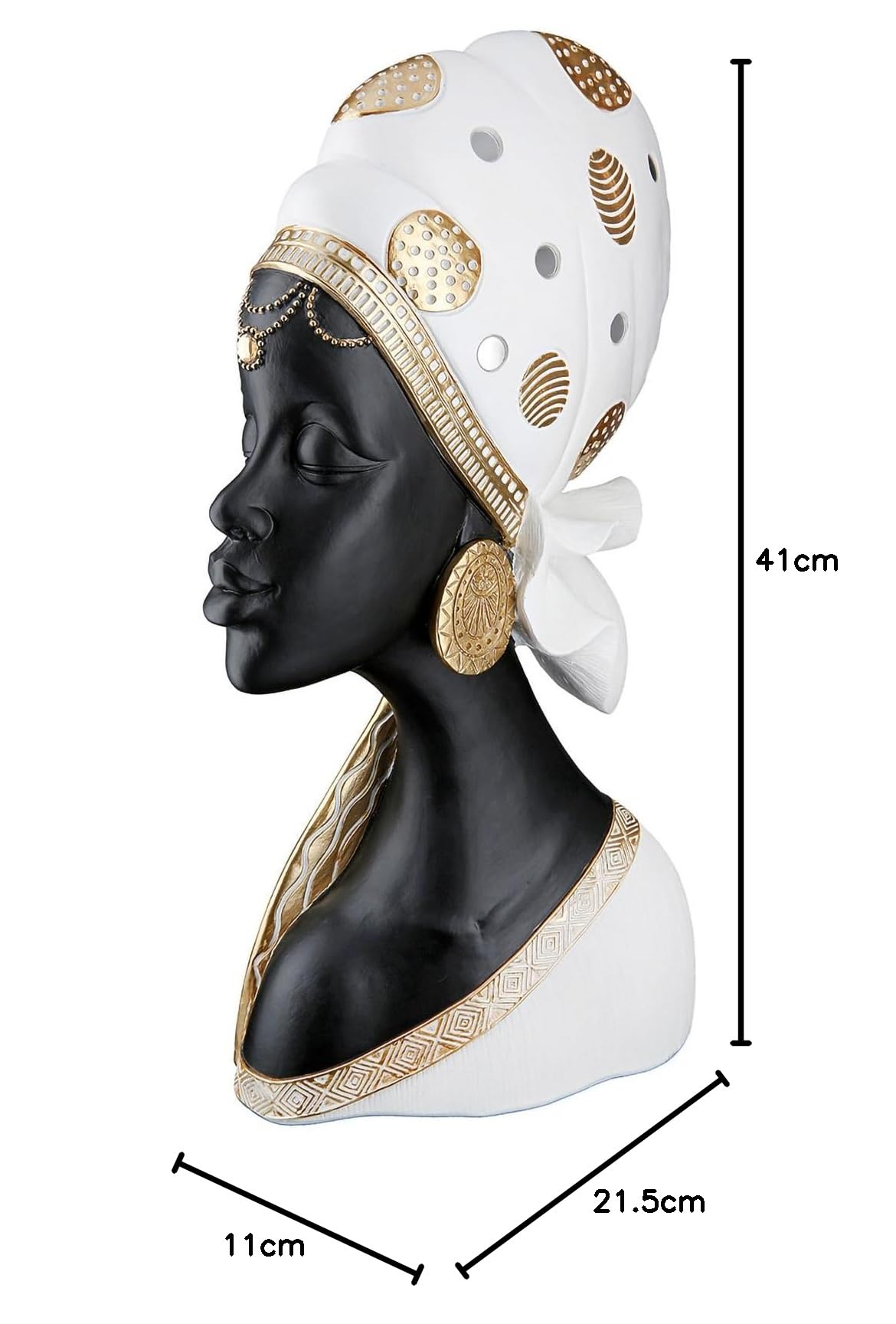 GILDE Figura de Mara – Altura 41 cm – Mujer Africana de Resina – Crema, Negra – Decoración – Escultura – Accesorio para el hogar – Idea de Regalo – Salón
