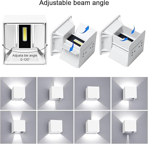 Miniatura 2 de ledmo Lámparas de pared LED para exterior con luz hacia arriba y hacia abajo Ajustable Aluminio IP65 20W Alta potencia 6000K 1800LM Moderna lámpara