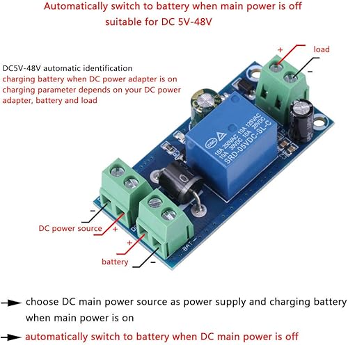 Miniatura 4 de Módulo de conmutación de batería de respaldo de CC, adaptador de interruptor automático de carga de batería de 5V  48V 10A, módulo controlador de