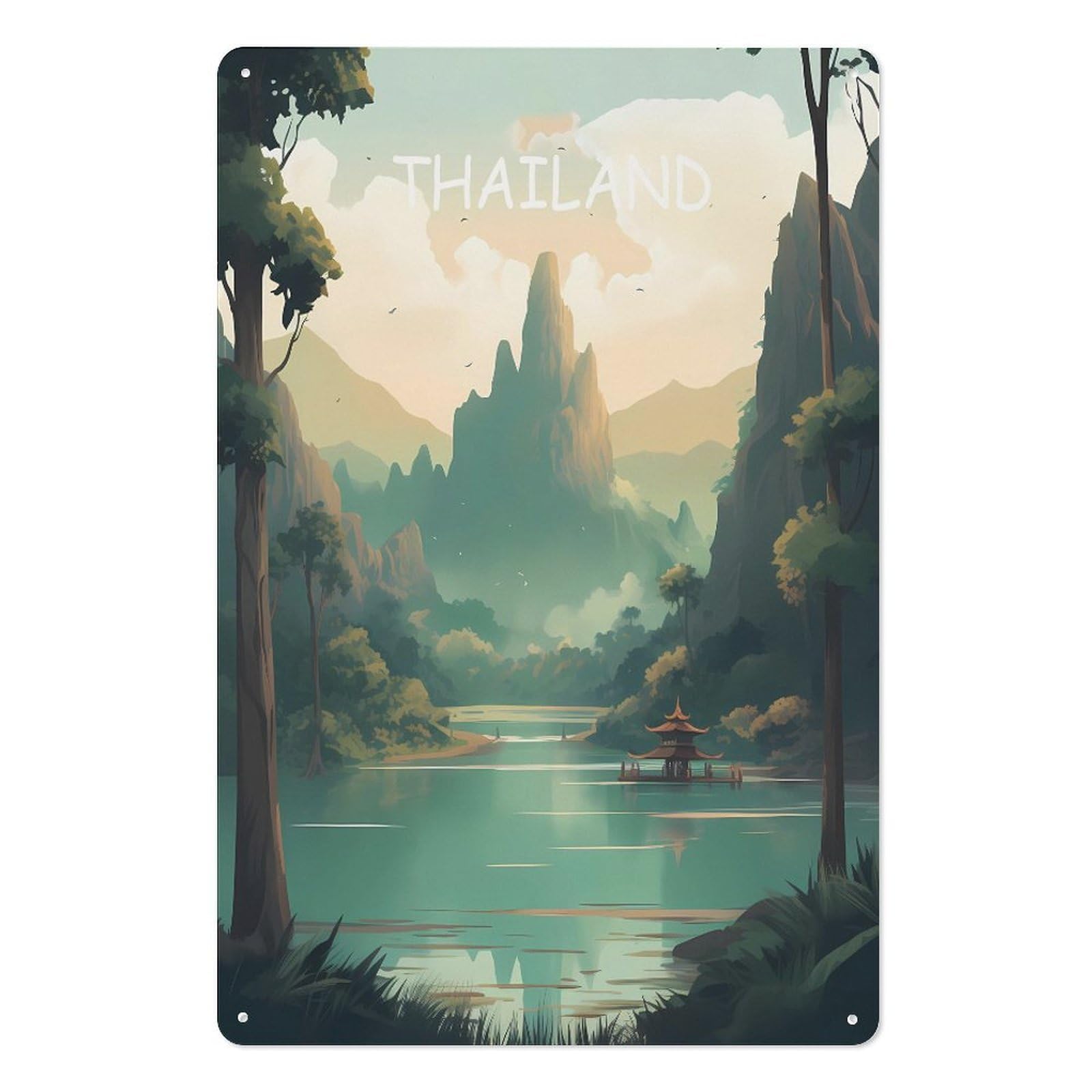 Thailand Retro Design Tin Painting Vintage Tin Sign 08x12inch(20x30cm) Wall Art for Home Office Bedroom Living Room Cafes Wall Decor