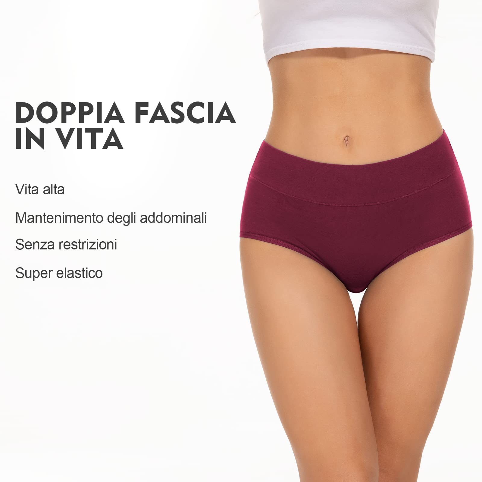 TANSTC Mutande Slip Donna Cotone Vita Alta Culotte Donna Comode Elasticizzato Sexy Intimo, Pacco da 5