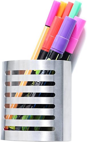 Miniatura 8 de Paquete de 2 soportes magnéticos modernos para bolígrafos y lápices, organizador de almacenamiento de utensilios de escritura de metal para cocina,