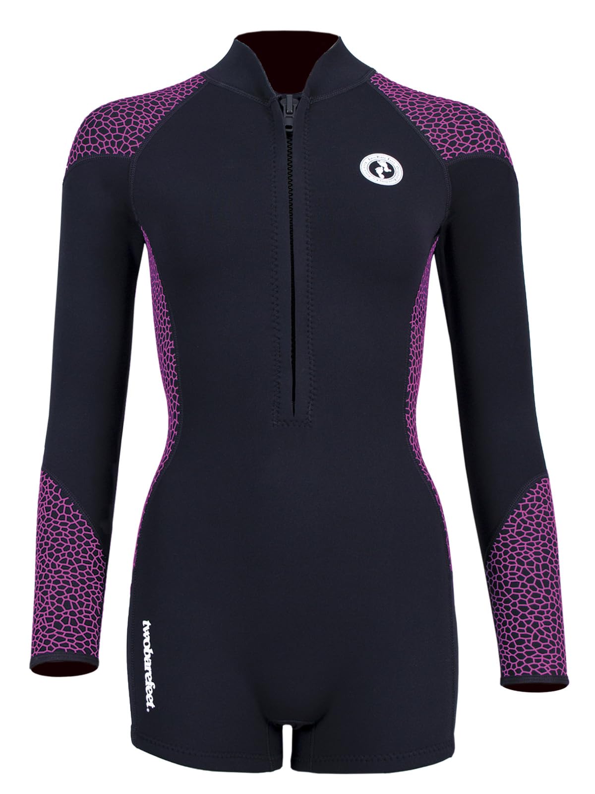 Two Bare Feet Women's Neoprene One-Piece Wetsuit – Premium Swim Suit for Surfing, Swimming, Scuba Diving & Water Sports, Flexible, Durable, Multiple Styles (Silicone Print (Black/Raspberry), XS) — image 1