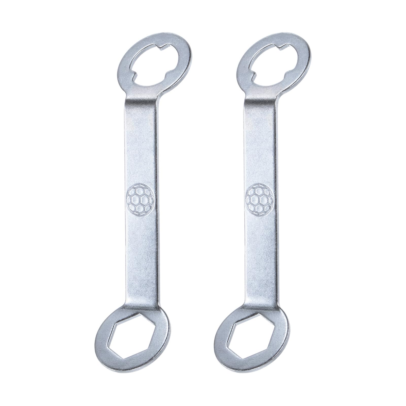 HARFINGTON 2pcs Track Spikes Wrench Dual Interface Galvanized Carbon Steel Non-Slip Shoes Adjustment Tool for M5 Soccer Shoes, Silver Tone