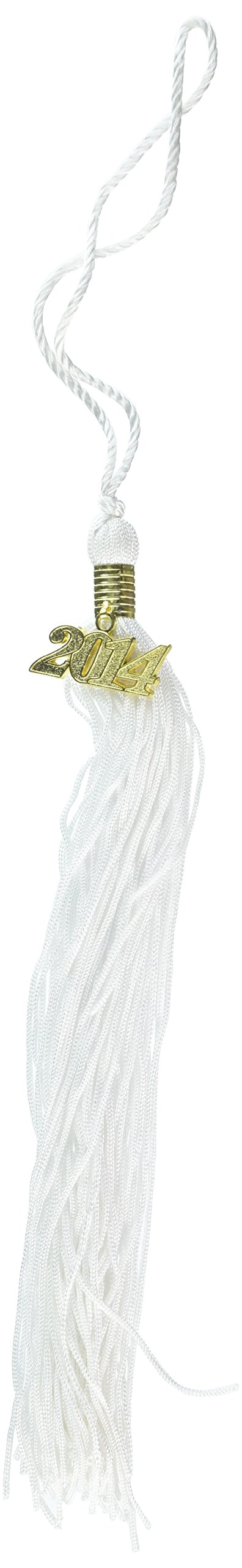 White Graduation Tassel with Gold 2014 Year Charm