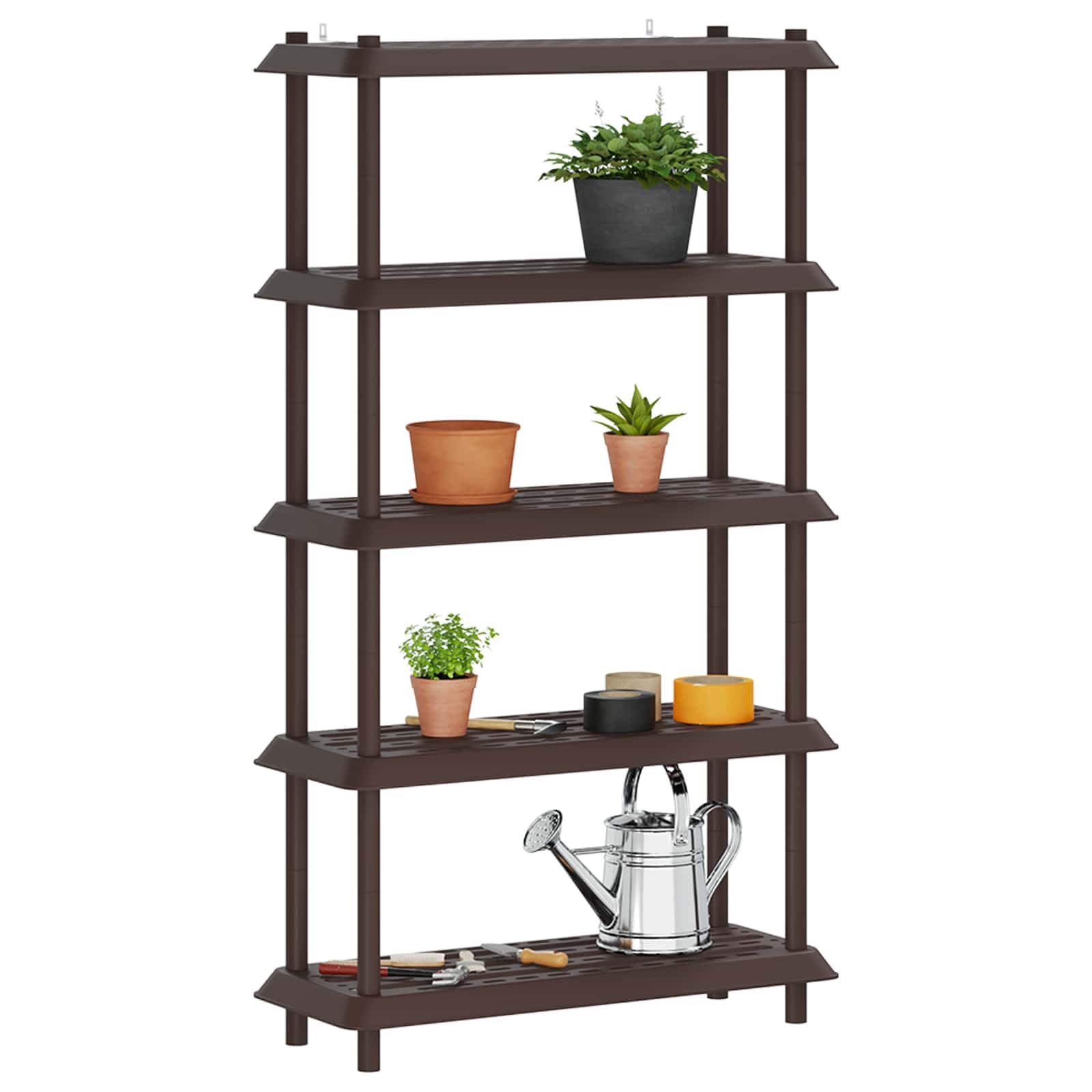 Estantería de 5 niveles, 100 x 40 x 177 cm, de polipropileno resistente, resistente a los rayos UV, para interiores y exteriores, almacenamiento versátil, duradero, fácil montaje, ideal para