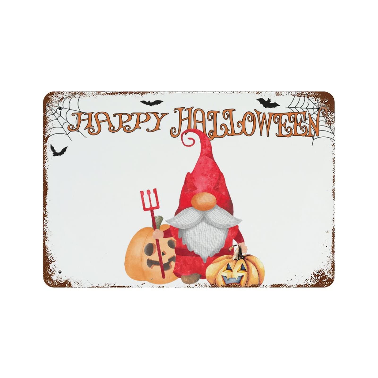 Panneau en métal Halloween déco murale originale citrouille gnome