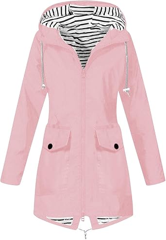 OIOLOYJM Yellow Rain Jacket Womens Waterproof with Hood Light Weight Jackets for Women Casual Fall Winter Plus Size Raincoat