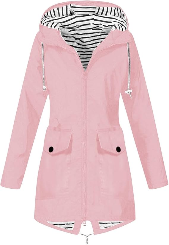 OIOLOYJM Yellow Rain Jacket Womens Waterproof with Hood Light Weight Jackets for Women Casual Fall Winter Plus Size Raincoat