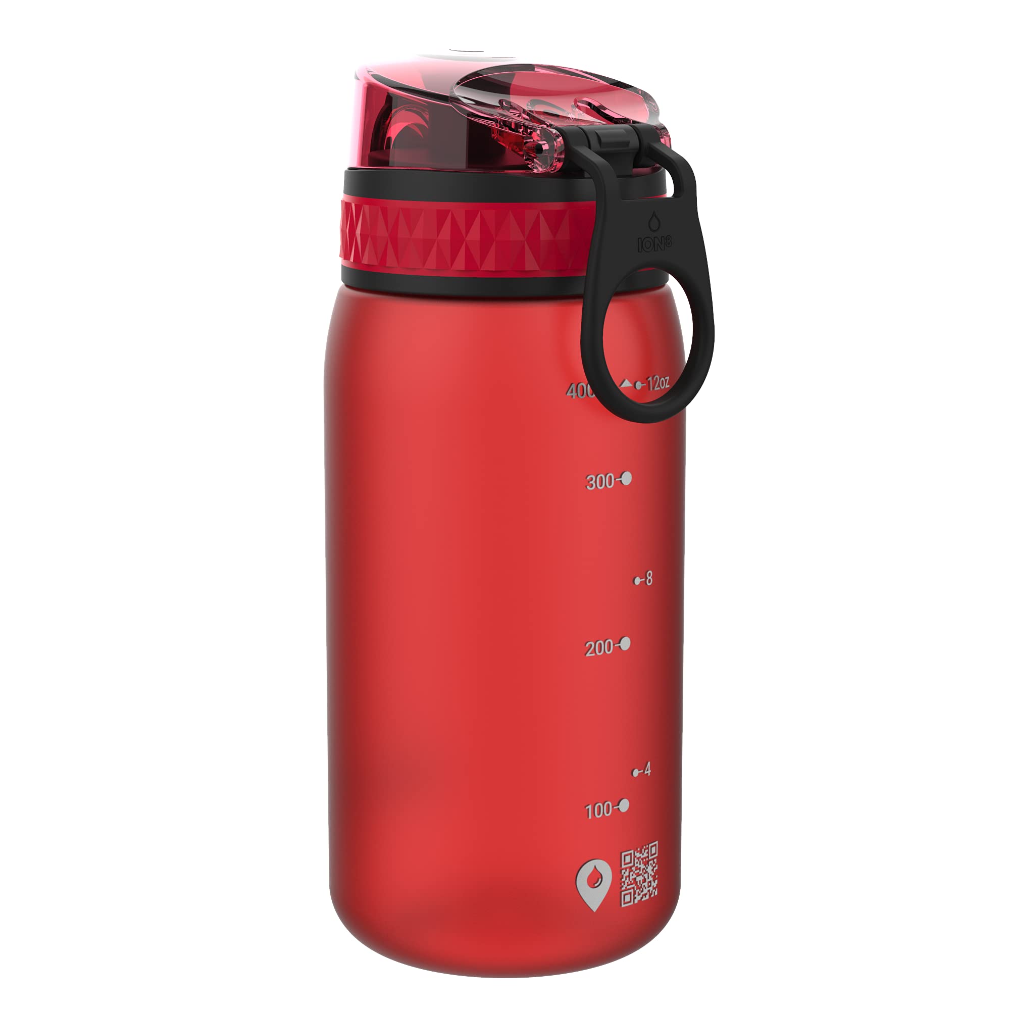 ION8 Butelka dla Dzieci, 350 ml/12 oz, Szczelna, Łatwa do Otwarcia, Bezpieczny Zamek, Można Myć w Zmywarce, Bez BPA, Uchwyt do Przenoszenia, Łatwa do Czyszczenia, Bezwonny, Czerwony