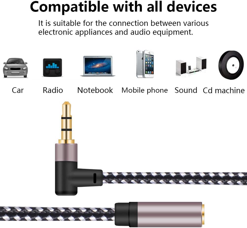 Nеw Dеаl Audio Extension Cable 100ft, SFP-KB 90 Degree 3.5mm Aux Extension Cable Male to Female Stereo Headphone Extension Cable Adapter Gold Plated Nylon Braid Cord (100ft) Gеt Sресіаl Prісе Audio Extension Cable 100ft, SFP-KB 90 Degree 3.5mm Aux Extension Cable Male to Female Stereo Headphone Extension Cable Adapter Gold Plated Nylon Braid Cord (100ft)