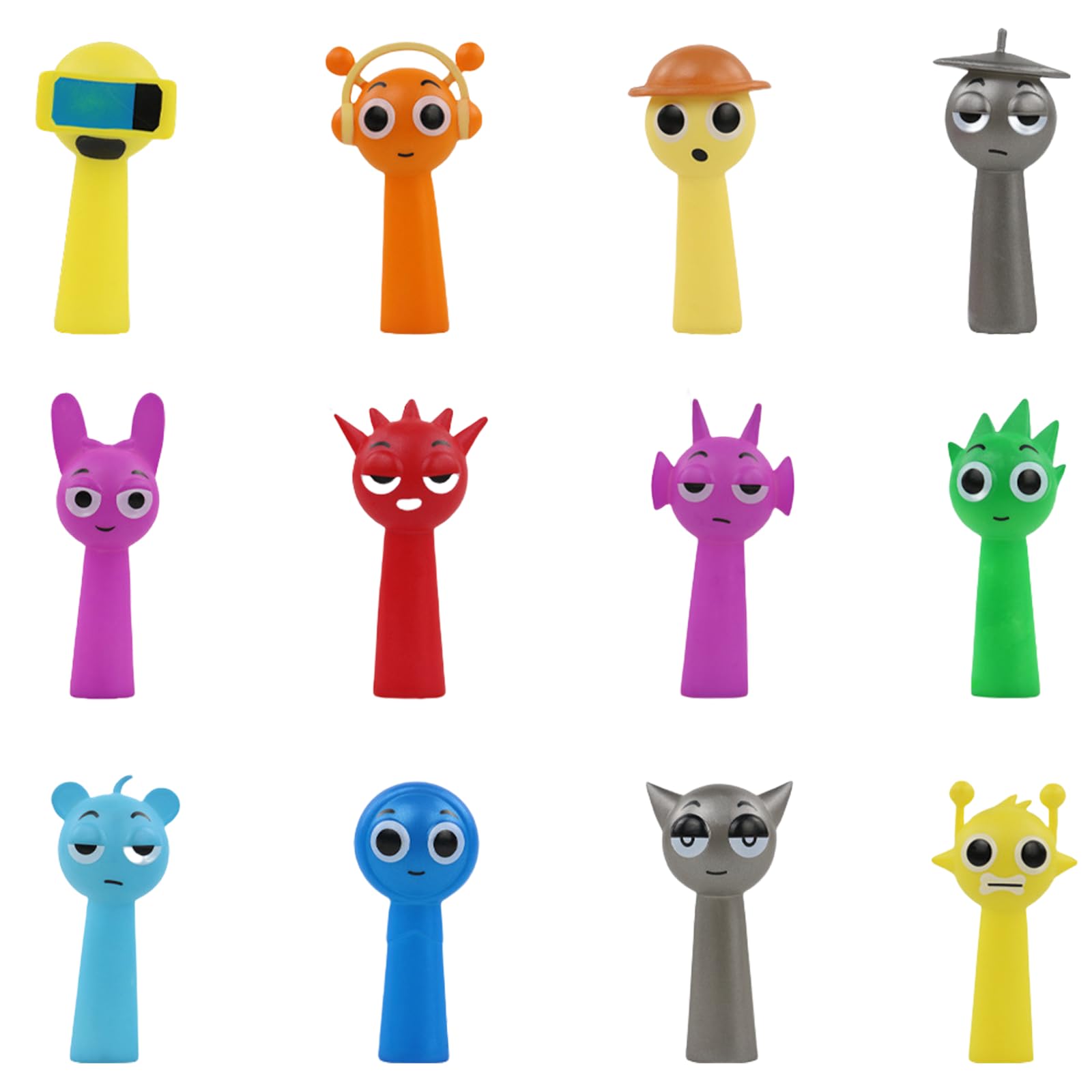 AYNKH 12pcs Sprunki Cartoon Action Figures, S-prunki Cartoon Characters, Colorful Toy Figures for Kids, Sprunki Toys Fun Collectible for Games fan Girls and Boys